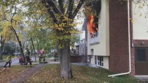 Firefighters responding to the September 2018 fire at Highlands United Church